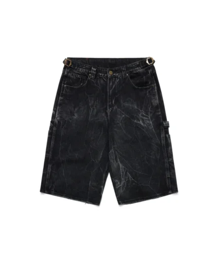 Shinzo Brand Sagyōgi Black Washed Phat Cut Denim Shorts