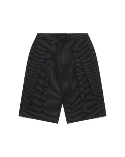 A Shinzo Brand Ukiyo Pinstripe Pleated Shorts